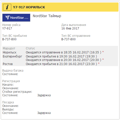 В Норильске на семь часов задержан рейс в Екатеринбург В Норильске на семь часов задержан рейс в Екатеринбург