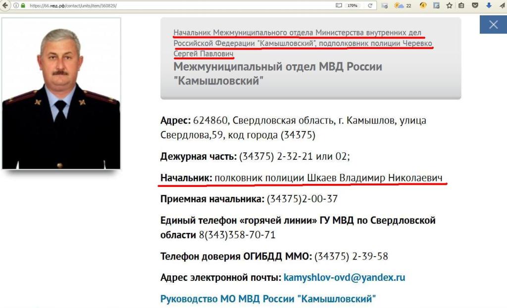Полицейские не могут «поделить» кресло начальника Камышловского ОМВД Полицейские не могут «поделить» кресло начальника Камышловского ОМВД
