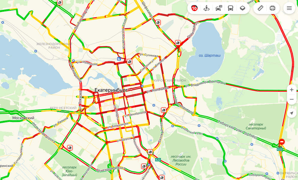 Пробки в городе екатеринбурге сейчас