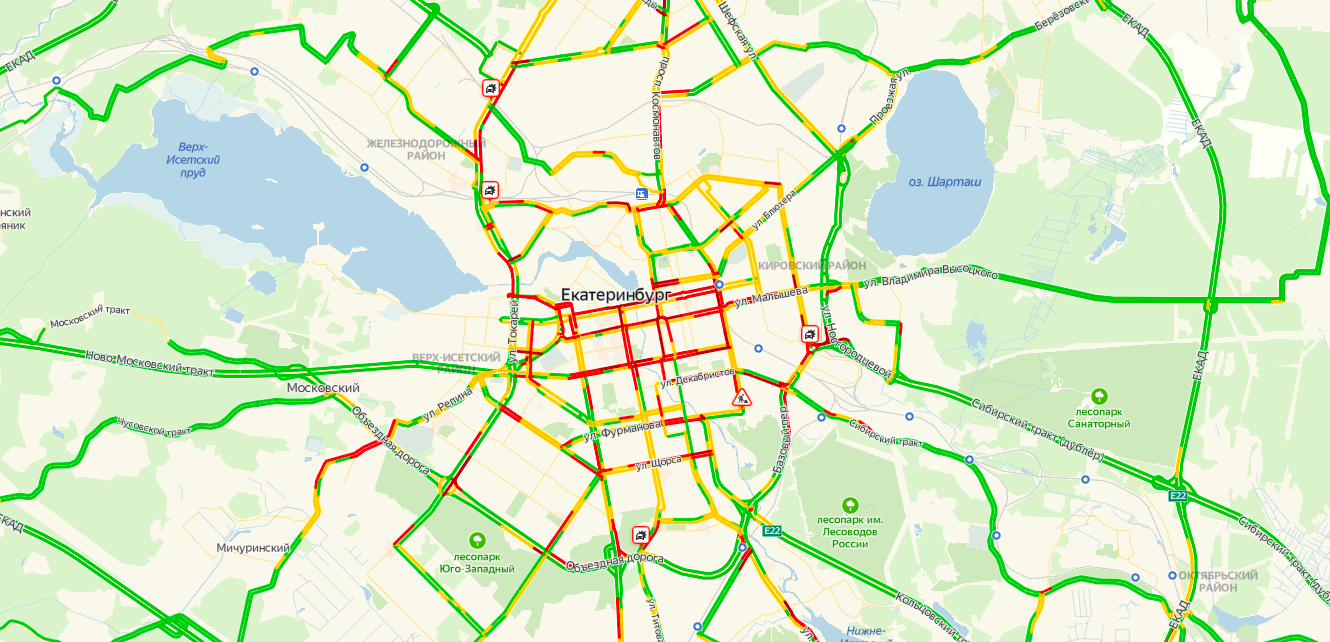 Карта екатеринбурга где пробки