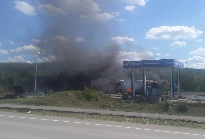 На газовой заправке в Талице произошел пожар